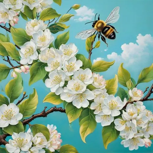 abeille,honey bee,bee,pollinating,spring background,honeybee,honey bees,bee on cherry blossom,western honey bee,springtime background,bumblebee fly,honey bee home,bienen,bumblebees,tretchikoff,flower fly,abejas,honeybees,butterfly background,bee on jasmine flower,Conceptual Art,Fantasy,Fantasy 24