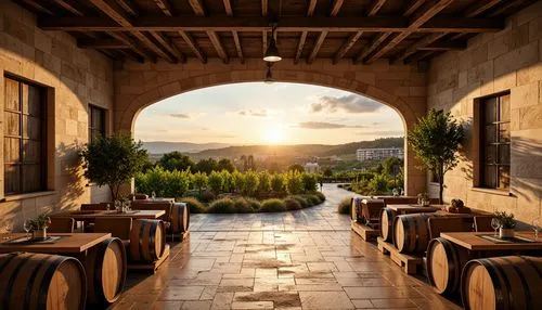 winery,tuscan,outdoor dining,patios,wine country,vineyards,wine region,wine barrels,tuscany,wine barrel,wine tavern,roof landscape,terrasse,wine bar,napa valley,patio,outdoor table and chairs,roof terrace,wine-growing area,vineyard