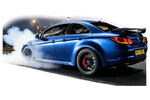 Dynamic tyre screech, high-speed racing, burning rubber smell, smoke effects, metallic rim, low-profile tyre, sporty car, night scene, city streets, streetlights reflection, shallow depth of field, hi