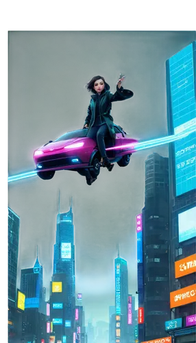 skycar,futurians,superhero background,tron,matrix,nightwing,timecop,atrak,hover,futurepop,cyberpunk,joyride,futuristic,hoverboard,nightrider,motorcity,airmobile,karai,witch driving a car,neon arrows,Illustration,Abstract Fantasy,Abstract Fantasy 06