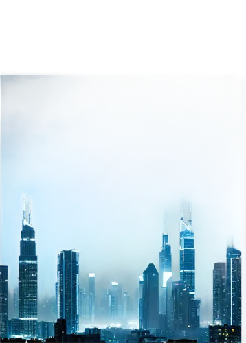 Cool desktop background, futuristic cityscape, neon lights, skyscrapers, misty atmosphere, 3/4 composition, panoramic view, soft focus, vibrant colors, high-tech feel, metallic texture, glass windows,