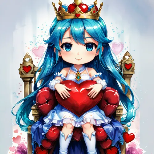 heart with crown,queen of hearts,tiara,crown render,princess crown,blue heart,queen crown,crown,queen s,royal crown,princess,princess sofia,king crown,alice,hatsune miku,fairy queen,fairy tale character,ice queen,blue heart balloons,spring crown,Illustration,Japanese style,Japanese Style 03