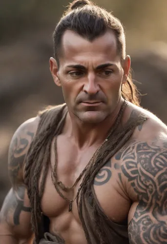 Hombre 40 años enfadado , musculoso,maori,barbarian,half orc,orc,warrior east,drago milenario,male character,kickboxer,male elf,aladha,hercules,lethwei,sadhu,grog,warlord,the warrior,indian sadhu,warr