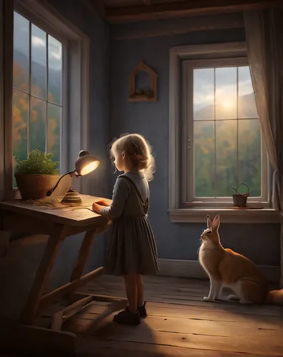 heatherley,little girl reading,the little girl's room,arrietty,boy and dog,little boy and girl,the little girl,girl with dog,despereaux,girl studying,children's background,sylvania,storybook,kids illustration,little girl in wind,world digital painting,evening atmosphere,little fox,digital painting,liesel