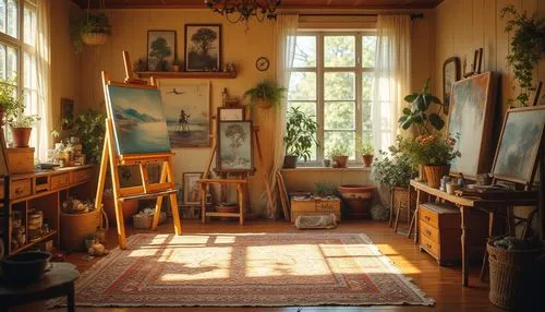 atelier,studio light,workspace,sunroom,morning light,workroom,overpainting,garden shed,home studio,work space,photography studio,photo painting,late afternoon,bohemian art,sitting room,evening light,conservatory,the evening light,watercolor shops,sewing room,Photography,General,Realistic