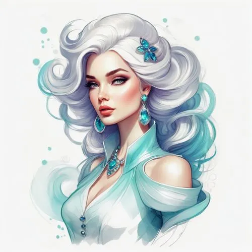 white rose snow queen,elsa,ice queen,the snow queen,diana,allura,Illustration,Realistic Fantasy,Realistic Fantasy 15