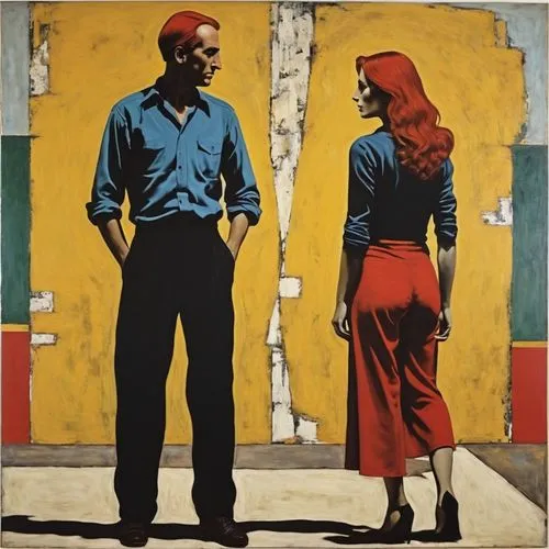 vintage man and woman,two people,antonioni,man and woman,amants,cool pop art,mcginnis,kitaj,palmiotti,popart,young couple,vintage couple silhouette,jasinski,gangloff,as a couple,man and wife,vintage boy and girl,feitelson,pareja,pop art people,Conceptual Art,Oil color,Oil Color 15