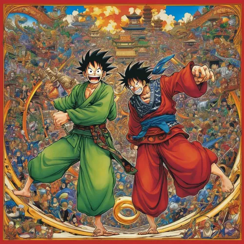 dragon ball,dragonball,goku,son goku,dragon slayers,dragon ball z,sakana,japanese icons,sōjutsu,takikomi gohan,battōjutsu,cd cover,playmat,cover,japanese martial arts,sanshou,the three magi,game illustration,oriental painting,dragon of earth,Illustration,Japanese style,Japanese Style 05