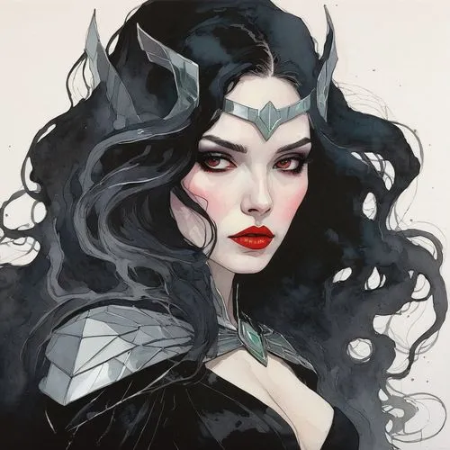 vampire woman,vampire lady,scarlet witch,fantasy portrait,fantasy woman,widow,the enchantress,vampira,queen of the night,dark elf,evil woman,vampire,medusa,goth woman,loki,widow flower,sorceress,lokportrait,masquerade,devil,Illustration,Paper based,Paper Based 19