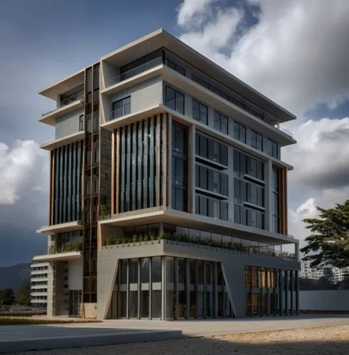 a large white building with several levels and balconies,modern building,modern architecture,lekki,revit,3d rendering,ikoyi,Photography,General,Realistic