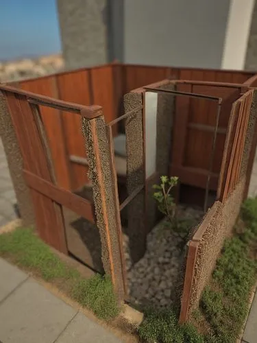 dug-out pool,tomato crate,balcony garden,trapdoors,miniature house,vegetable crate,Photography,General,Realistic