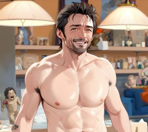 hugh jackman naked, smiling
,this is a male character standing in his living room,mcelhenney,gmm,tony stark,dunbrody,male elf,pecks,Anime,Anime,General