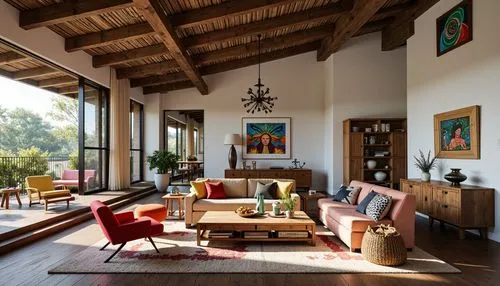 loft,living room,home interior,wooden beams,mid century modern,sitting room,livingroom,contemporary decor,casita,modern decor,minotti,interior decor,great room,beautiful home,luxury home interior,interior design,mid century house,family room,interiors,tuscan