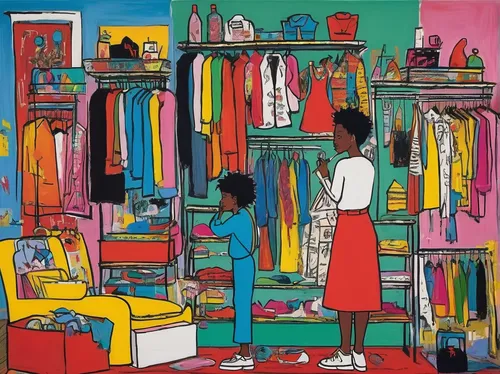 women's closet,the little girl's room,closet,woman shopping,boy's room picture,woman hanging clothes,wardrobe,the consignment,children's bedroom,walk-in closet,clothes,shopkeeper,laundry shop,kids room,the sale,dresser,laundry room,cupboard,pantry,vendors,Art,Artistic Painting,Artistic Painting 51