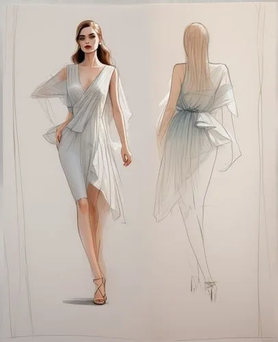 fashion illustration,fashion design,fashion vector,fashion sketch,dress form,sheath dress,costume design,garment,gradient mesh,evening dress,bridal clothing,one-piece garment,white silk,overskirt,wedding gown,drape,white winter dress,figure drawing,drawing mannequin,wedding dresses,Photography,Fashion Photography,Fashion Photography 01