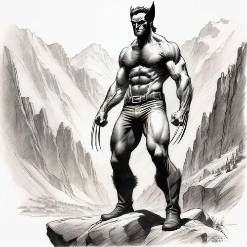 wolverine,namor,daken,catman,pantha,batsuit,Illustration,Black and White,Black and White 35