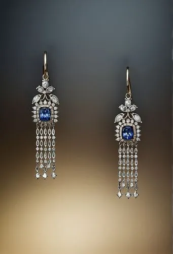 a pair of beautiful jewelry earrings full of diamonds, white gold, masterpiece, 4k, high quality diamonds, ,earrings,princess' earring,jewelries,earring,jewelry florets,house jewelry,art deco ornament