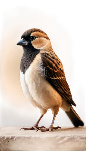 Small sparrow, perched, brown feathers, tiny legs, sharp claws, detailed talons, soft fluffy plumage, subtle texture, natural pose, warm lighting, shallow depth of field, 3/4 composition, gentle focus