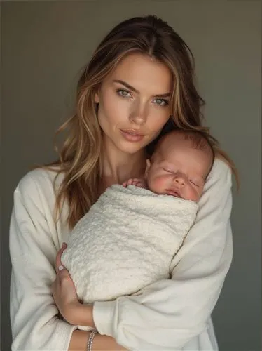 a woman in white holding a baby wrapped up in a blanket,a woman holding a newborn child in her arms,baby with mom,newborn,breastfeeding,newborn photo shoot,maternal,doula