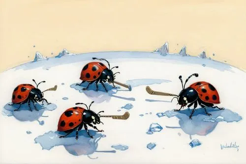 ladybirds,ladybugs,coccinellidae,seven-dot ladybug,hatching ladybug,beetles,Illustration,Paper based,Paper Based 17