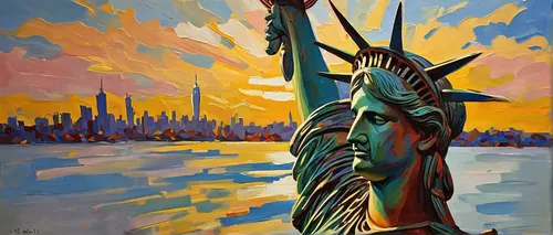 lady liberty,statue of liberty,liberty enlightening the world,the statue of liberty,queen of liberty,a sinking statue of liberty,liberty statue,liberty island,liberty,ellis island,america,new york harbor,statue of freedom,big apple,oil on canvas,freedom tower,new york,americana,1wtc,1 wtc,Conceptual Art,Oil color,Oil Color 22