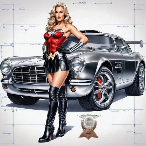 muscle car cartoon,dodge la femme,chrysler 300 letter series,automobile hood ornament,hood ornament,super heroine,automotive design,automotive piston,muscle icon,super cars,superhero background,car icon,automotive super charger part,super woman,auto accessories,digital compositing,muscle car,automotive,ford thunderbird,super car,Unique,Design,Blueprint