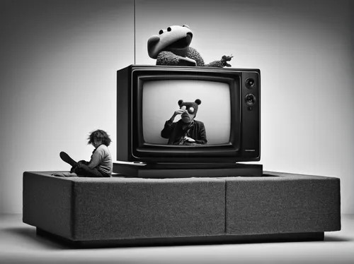 Create a funny scenario where a clumsy character accidentally sits on a boxtv, causing chaos to ensue.,television,tv,television accessory,watch tv,television program,tv channel,analog television,tv se