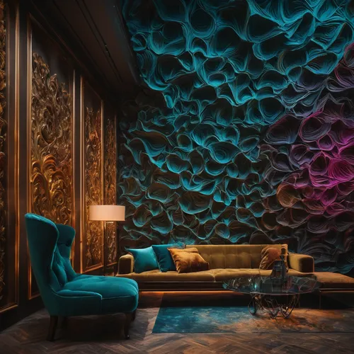 wall decoration,interior design,patterned wood decoration,interior decoration,wall plaster,modern decor,interior decor,decor,wall panel,contemporary decor,damask background,wall decor,ornate room,gold wall,blue room,wall lamp,stucco ceiling,wall texture,3d background,wooden wall