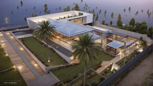 qasr azraq,house by the water,holiday villa,3d rendering,qasr al watan,modern house,dunes house,luxury property,build by mirza golam pir,tropical house,artificial island,luxury home,coastal protection