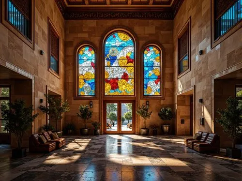 philbrook,stained glass windows,narthex,altgeld,biltmore,stained glass,atriums,cloisters,lobby,smithsonian,stanford university,mcnay,hall of nations,transept,wolfsonian,stained glass window,amanresorts,conservatory,hotel lobby,boston public library