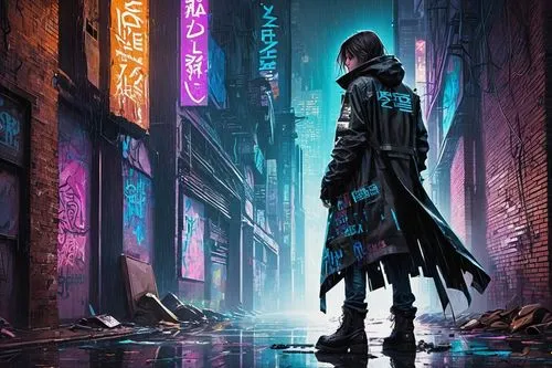 cyberpunk,vigilante,neuromancer,cyberpunks,burzenin,bladerunner,cybercity,dystopian,dmc,shadowrun,vigilantes,assassin,dystopia,vigilantism,watchmen,noir,cyberworld,neon arrows,cybertown,cyberian,Illustration,Vector,Vector 21