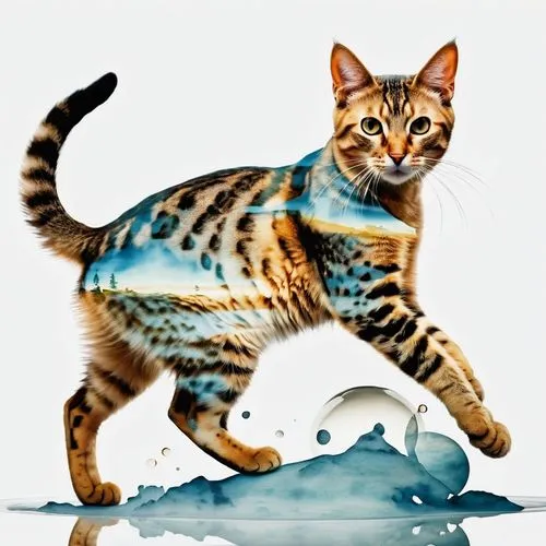 bengal cat,toyger,cat vector,tiger cat,egyptian mau,ocicat,aegean cat,american shorthair,bengal,cat on a blue background,european shorthair,cat-ketch,bengalenuhu,american wirehair,calico cat,japanese bobtail,breed cat,kurilian bobtail,schleich,felidae,Photography,General,Realistic