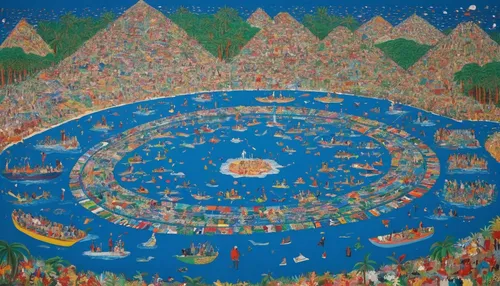 khokhloma painting,pachamama,shirakami-sanchi,indigenous painting,ramayana festival,copernican world system,lake tanuki,cosmos field,shakyamuni,panoramical,swimming people,indian art,the people in the sea,mantra om,tibetan bowl,pedalos,river of life project,swim ring,folk art,pookkalam,Conceptual Art,Daily,Daily 26