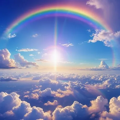 雲と虹のあるrainbow colored skyの絵, So colorful and heavenly, mysterious rainbow halo, bright rainbow halo, rainbow cloudss, colors of heaven, Introducing Space Cloudscape, clear rainbow galaxy stormy sea, r