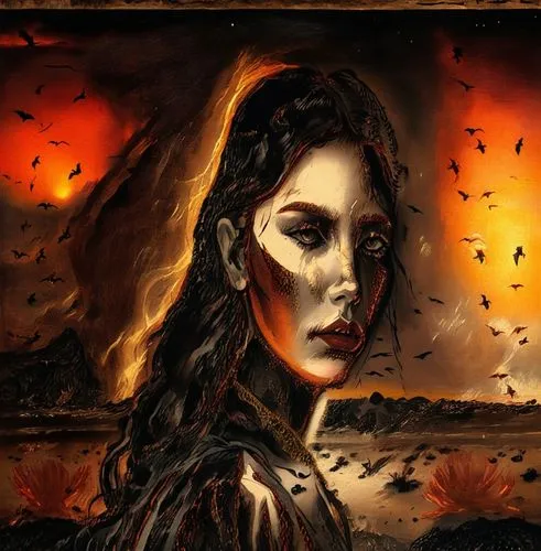 sirenia,melisandre,samhain,vampire woman,diamanda,digital artwork,Illustration,Paper based,Paper Based 30