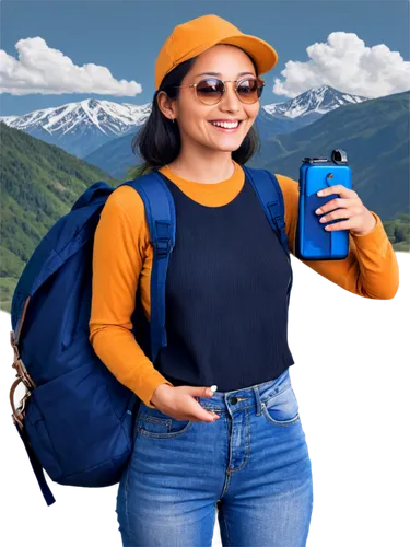 camelbak,travel woman,turista,backpacker,vidya,perleberg,malana,roopa,tianya,jyotsna,viajar,saumya,studentski,neelima,woman holding a smartphone,nalini,pooja,uttarakhand,rohtang,travelmate,Conceptual Art,Oil color,Oil Color 02