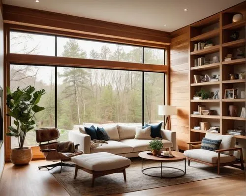 livingroom,modern living room,interior modern design,mid century modern,living room,sunroom,bookcases,sitting room,contemporary decor,wooden windows,family room,luxury home interior,modern decor,interiors,interior design,home interior,bookshelves,great room,mid century house,minotti,Illustration,Realistic Fantasy,Realistic Fantasy 34