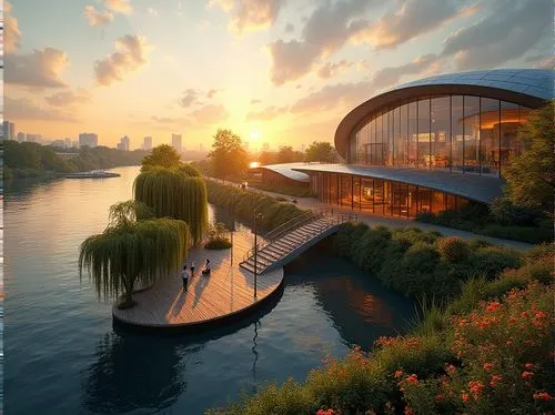 house by the water,sydney opera,suzhou,waterside,autostadt wolfsburg,boathouse,river side,riversides,futuristic architecture,river view,julliard,waterfront,futuristic art museum,riverfront,modern architecture,riverbank,riverside,riverbanks,hangzhou,disney hall,Photography,General,Realistic