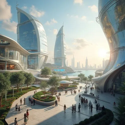 futuristic architecture,futuristic landscape,dubay,arcology,cybercity,dubailand,emaar,sky space concept,cyberport,smart city,futuristic art museum,difc,dubia,mubadala,esteqlal,jumeirah,megaproject,dubai,coruscant,harbour city,Photography,General,Realistic