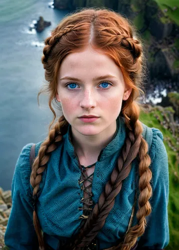 celtic queen,scottish,irish,orla,violet head elf,pippi longstocking,game of thrones,carrick-a-rede,shetlands,redheads,celtic woman,ireland,princess anna,scot,icelanders,piper,fae,red-haired,braid,clàrsach,Photography,General,Natural