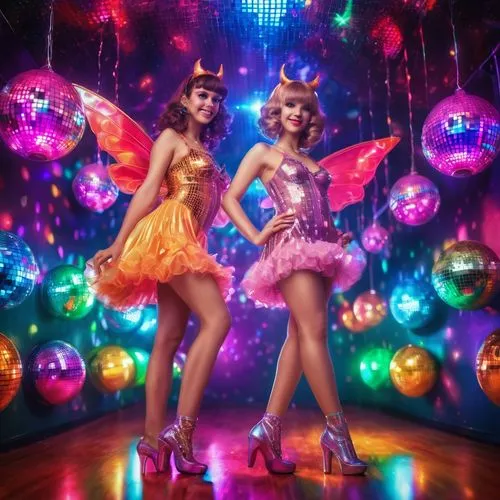 a young beautiful fairy and devil ,butterfly dolls,pin-up girls,candyland,lachapelle,harmonix,bombshells,vintage fairies,electropop,pin up girls,starlighters,fairies,neon carnival brasil,wonderama,fai