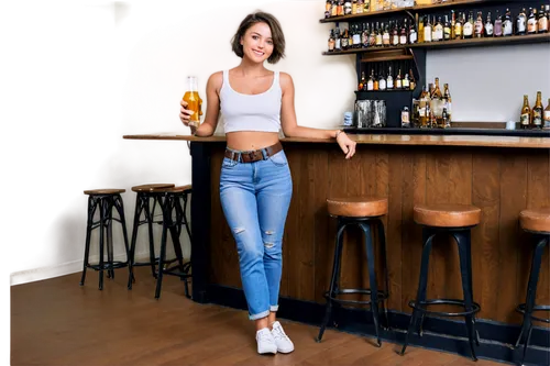 barmaid,derivable,bar,jeans background,bartender,liquor bar,female alcoholism,barkeep,bar stools,barista,pub,barmaids,glasses of beer,bartending,denim background,wine bar,female model,bitburger,woman at cafe,cervecera,Conceptual Art,Oil color,Oil Color 09