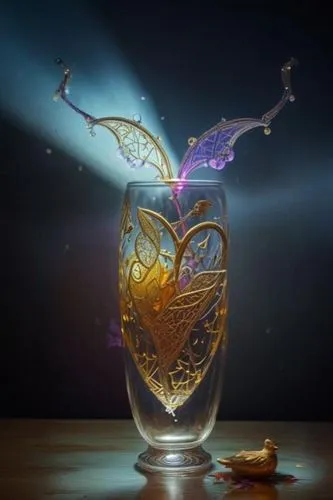 constellation swan,drawing with light,goblet,glass painting,constellation lyre,chalice,gold chalice,glass signs of the zodiac,glass cup,wineglass,wine glass,constellation pyxis,light art,glass wing butterfly,glass vase,glass items,mystic light food photography,alchemy,potions,passion butterfly