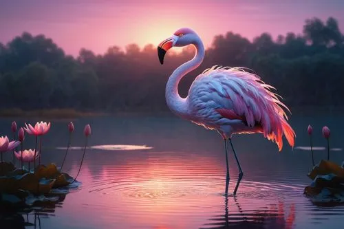 greater flamingo,pink flamingo,flamingo,flamingo couple,flamingos,two flamingo,flamingoes,cuba flamingos,pink dawn,pink flamingos,nature bird,beautiful bird,flamingo pattern,red-crowned crane,colorful birds,flamingo with shadow,crane-like bird,swan lake,bird kingdom,bird painting,Art,Classical Oil Painting,Classical Oil Painting 13