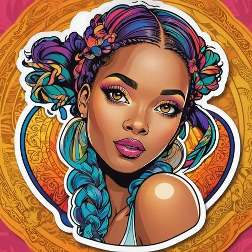 vector illustration,vector graphic,vector art,rosa ' amber cover,boho art,adobe illustrator,fashion vector,digital illustration,vector image,digital art,vector graphics,zodiac sign libra,popart,digital artwork,african woman,pop art style,illustrator,custom portrait,rockabella,monoline art,Unique,Design,Sticker