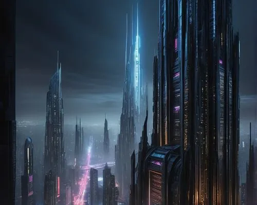 coruscant,futuristic landscape,cybercity,coruscating,metropolis,monoliths,sulaco,cybertown,futuristic architecture,cyberport,cityscape,cardassia,areopolis,minbari,barad,fantasy city,arcology,dystopian,sci - fi,ordos,Conceptual Art,Sci-Fi,Sci-Fi 02