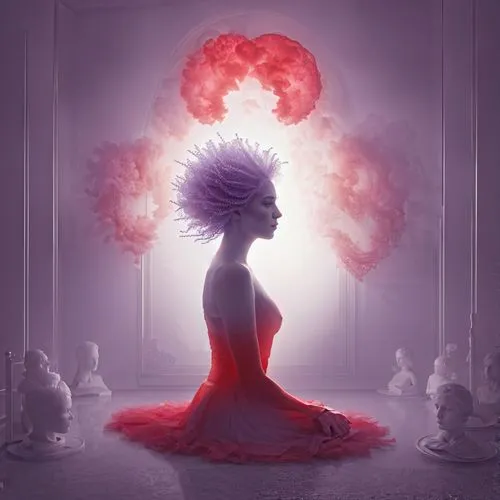 root chakra,crown chakra,persephone,mystical portrait of a girl,passion bloom,mediumship,crown chakra flower,psyche,imaginacion,spellbound,vermilion,woman silhouette,enthralls,fantasy picture,enchantment,photomanipulation,unseelie,la violetta,wavelength,conjuror