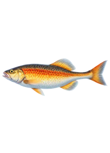 Red drum fish, underwater scene, solo, vibrant red scales, yellow fins, black stripes, 3D-like texture, shiny body, swimming action, mouth open, realistic, natural light, panoramic view, cinematic com