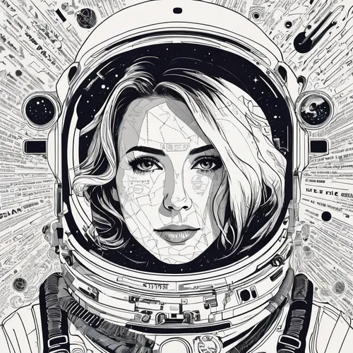 Describe Sasha Knox as a fearless space explorer, venturing into uncharted galaxies.,astronaut,sci fiction illustration,astronautics,space suit,spacesuit,cosmonaut,space-suit,space art,vector illustra