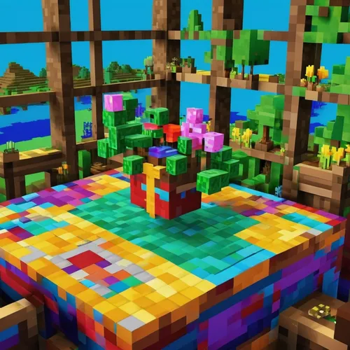 Write a poem about the vibrant colors of Nature's Table.,tileable patchwork,game blocks,tileable,minecraft,glass blocks,wooden cubes,rainbow world map,hollow blocks,fruit fields,wooden blocks,toy bloc